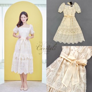 พร้อมส่ง 🪟 S-2XL 🪟Lace Empire-line Dress 🪟crystal 1977