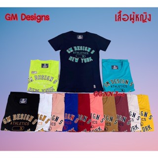 #เสื้อยืดหญิงปัก  GM DESIGNS ลายใหม่ ผ้าcotton อย่างดี เสื้อยืดแขนสั้น ลายภาษาอังกฤษ ถ่ายจากสินค้าจริง ผ้านุ่ม