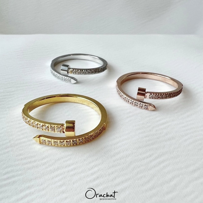 Glitter nail 14k ring. (แหวนงานชุบ 14k สแตนเลส สวยทน โดนแอลกอฮอล์ได้ ไม่ลอก)