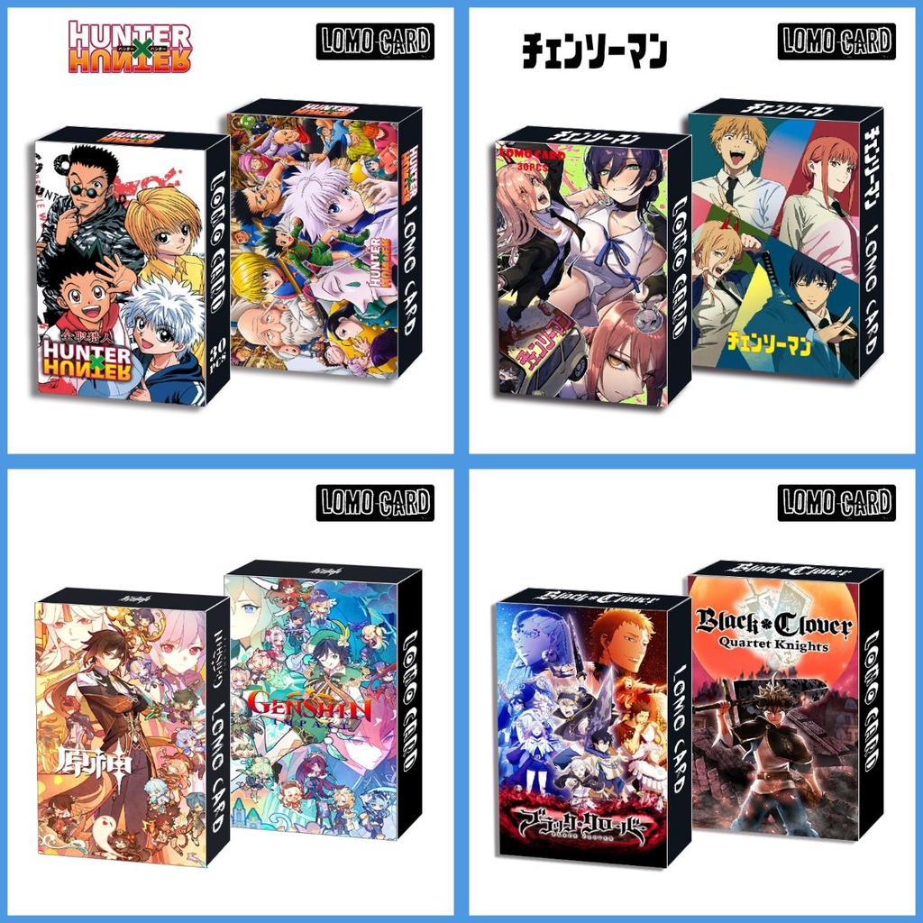 Hunter×Hunter,Chainsaw Man,Black Clover,Dragon Ball,Kuroko's Basketball,Genshin Photocard Lomo Card 30 ชิ้น ต่อกล่อง