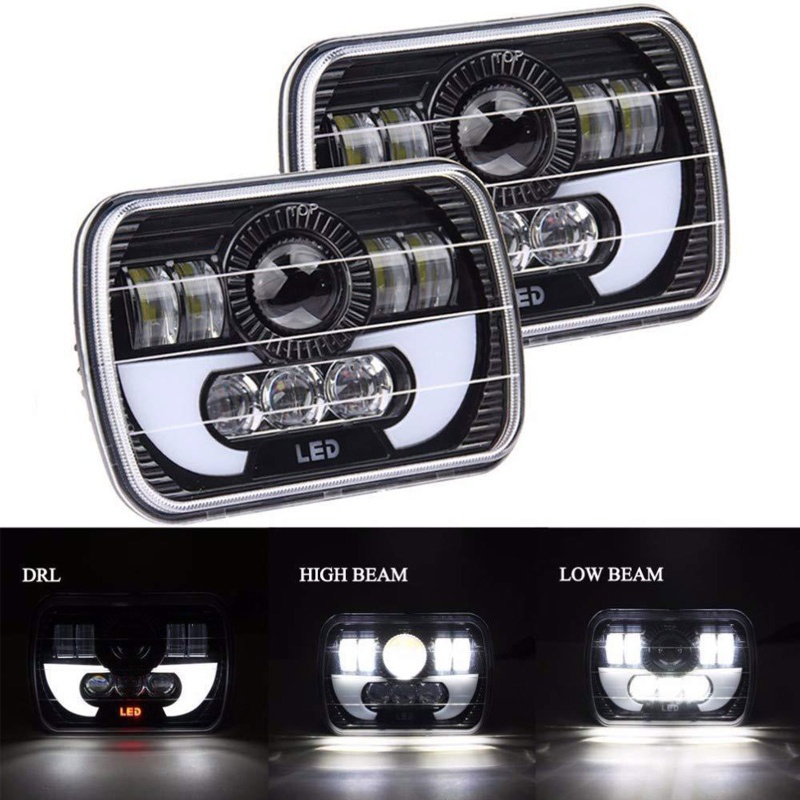 【พร้อมส่ง】ไฟหน้ารถยนต์ Led DRL 7 นิ้ว 5×7 สีขาว คุณภาพสูง สําหรับรถบรรทุก Jeep Wrangler Yj Cherokee 