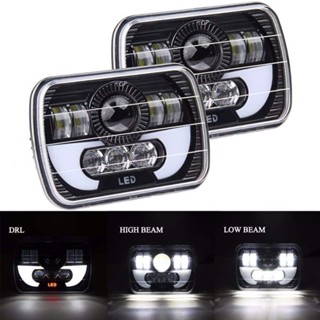 【พร้อมส่ง】ไฟหน้ารถยนต์ Led DRL 7 นิ้ว 5×7 สีขาว คุณภาพสูง สําหรับรถบรรทุก Jeep Wrangler Yj Cherokee Xj 2 ชิ้น