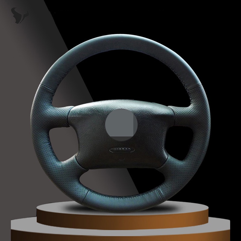 ฝาครอบพวงมาลัยหนังเทียมสีดําเย็บมือสําหรับ Volkswagen Passat B5 VW Passat B5 VW Golf 4