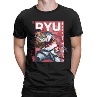 เสื้อคู่วินเทจ วินเทจ Ryu สตรีทไฟท์เตอร์เสื้อเชิ้ตผู้ชายคอลูกเรือ 100% เสื้อยืดผ้าฝ้ายเสื้อยืดแขนสั้นเสื้อทีเชิ้ตผู้ใหญ่