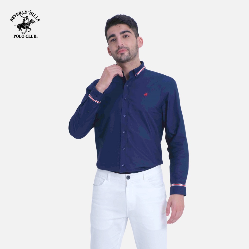 Beverly Hills Polo Club - Regular Fit Navy NV- BHPC CMRSS22TL010 เสื้อเชิ้ตแขนยาวผู้ชาย