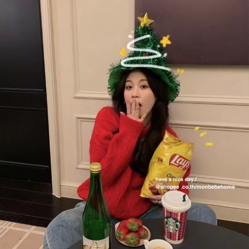 หมวกคริสต์มาส Christmas hat ตกแต่งคริสต์มาส ต้นคริสต์มาสสามารถถ่ายรูปได้ พร้อมส่ง！！！