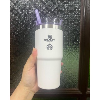 starbucks stanley white with purple lid 16 oz ใบสุดท้าย มีตำหนิ