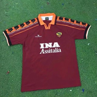 เสื้อกีฬาแขนสั้น ลายทีมชาติฟุตบอล Roma 98-99 S-XXL ชุดเหย้า สไตล์เรโทร คลาสสิก AAA