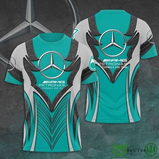 เสื้อแจ็กเก็ตบอมเบอร์ มีฮู้ด ลายโลโก้ Mercedes AMG Petronas Formula One Team Curve 3D 64454