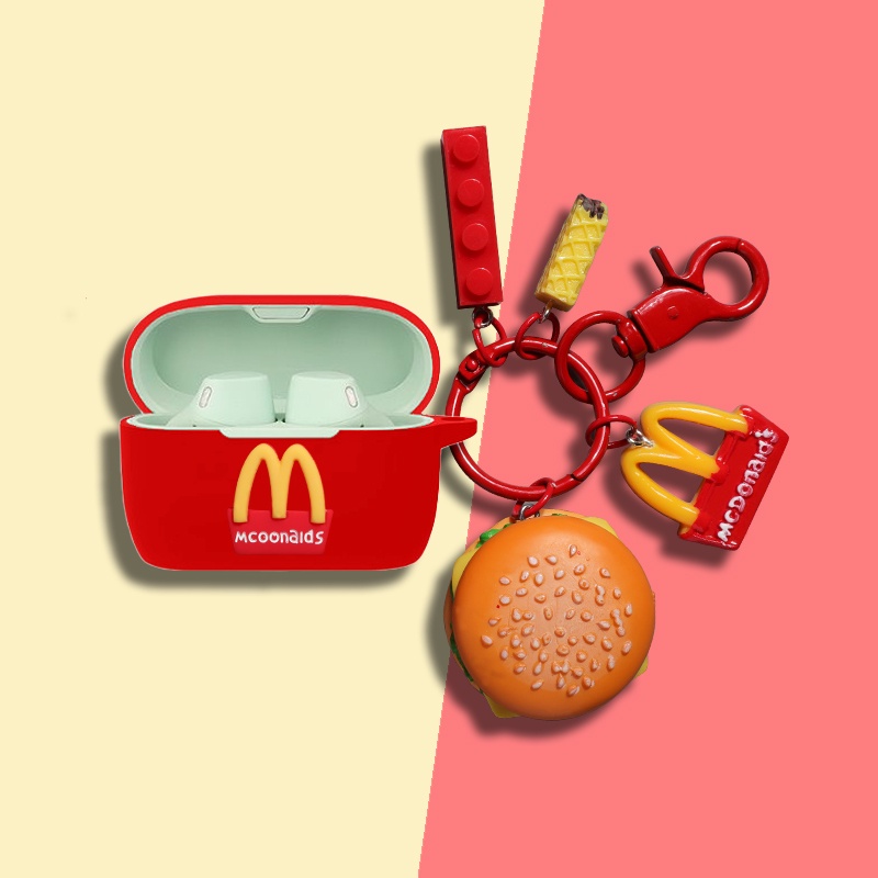 Jabra Elite Active 5 Case Cartoon Burger Keychain Pendant Jabra Elite 4 Silicone Soft Shell Case Jab