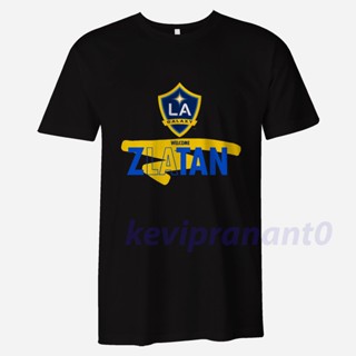 เสื้อผ้าผชLsmtx1 เสื้อยืดแขนสั้นลําลอง ผ้าฝ้าย พิมพ์ลาย La Galaxy Zlatan Ibrahimovic Player Tshrit สีดํา พลัสไซซ์ สําหรั