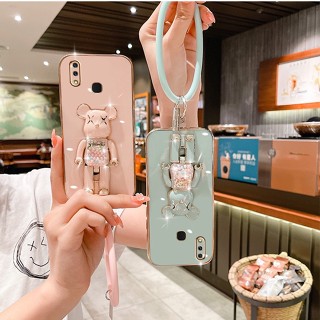 เคสมือถือ ลายหมี สีแคนดี้ พร้อมขาตั้ง หมุนได้ สําหรับ vivo Y51 Y50 Y72 Y76 Y55S Y91i Y91C