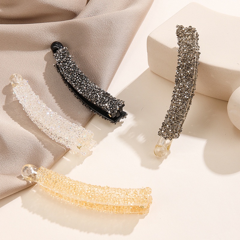 พร้อมส่งในไทย กิ๊บติดผม Rhinestone Banana Clip ประดับหินเทียมน้ำหนักเบาหนีบสวยอยู่ทรงเป็นประกาย