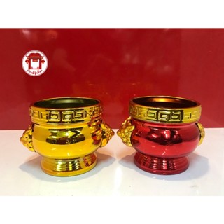 กระถางธูปเหล็ก5 นิ้วสีแดง สีทอง