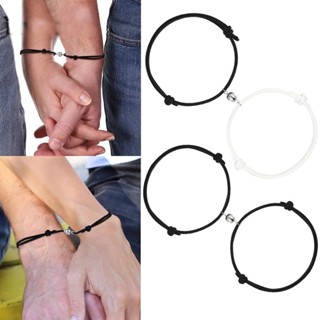 2Pcs Creative Valentines Day Gift// Handmade Braided Rope Chain Couple Jewelry Lovers Magnetic Distance Bracelets