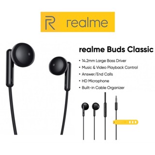 Realme Buds คลาสสิก หูฟัง เรียลมี 3.5มม.หูฟัง Built-In Mic 14.2มม.ไดร์เวอร์ขนาดใหญ่ชุดหูฟัง Remote