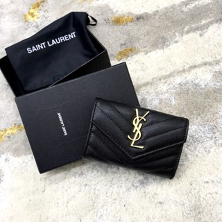 พรี Ysl Saint Laurent 414404กระเป๋า​บัตรหนังแท้แบรนด์เนน 13.5×9.5×3cm