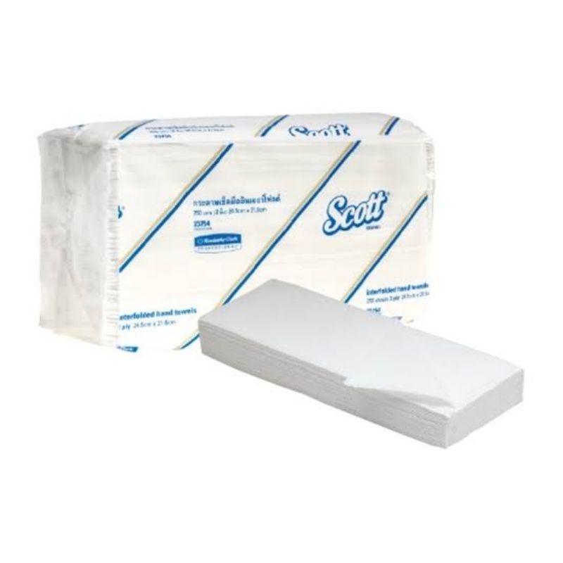 23754 กระดาษทิชชู่​ เช็ดมือ​ 250แผ่น2ชั้น สก๊อตต์​ Scott Kimberly - Clark 245mm x 210mm