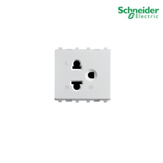 Schneider Electric : เต้ารับเดี่ยว 3 ขา+ม่านนิรภัย 2 ช่อง สีขาว | ZENcelo - ชไนเดอร์ | 84426MUES_WE | PlugOn