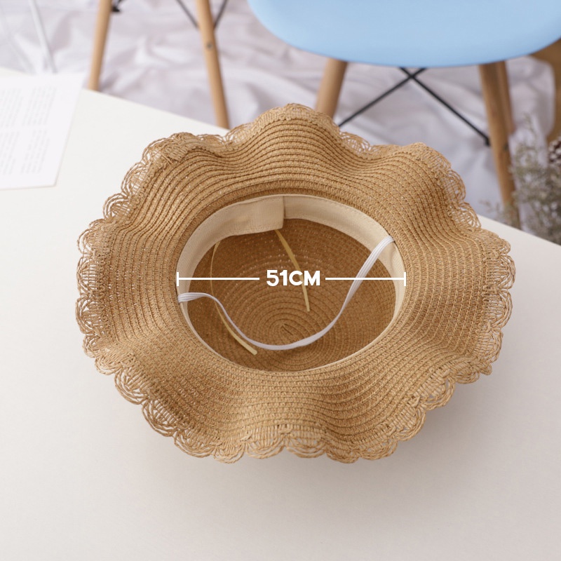 หมวกเด็กผู้หญิง 2024 หมวกฤดูร้อนBreathable Straw Sunหมวกลูกบอลที่มีสีสันหวานเจ้าหญิงหมวกSeasideพร้อมกระเป๋าหมวกเด็ก 2-6Y - รูปที่ 6