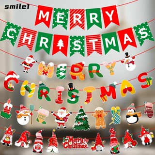 ธงกระดาษแขวน รูปกวาง ซานตาคลอส ต้นคริสต์มาส สําหรับตกแต่งบ้าน