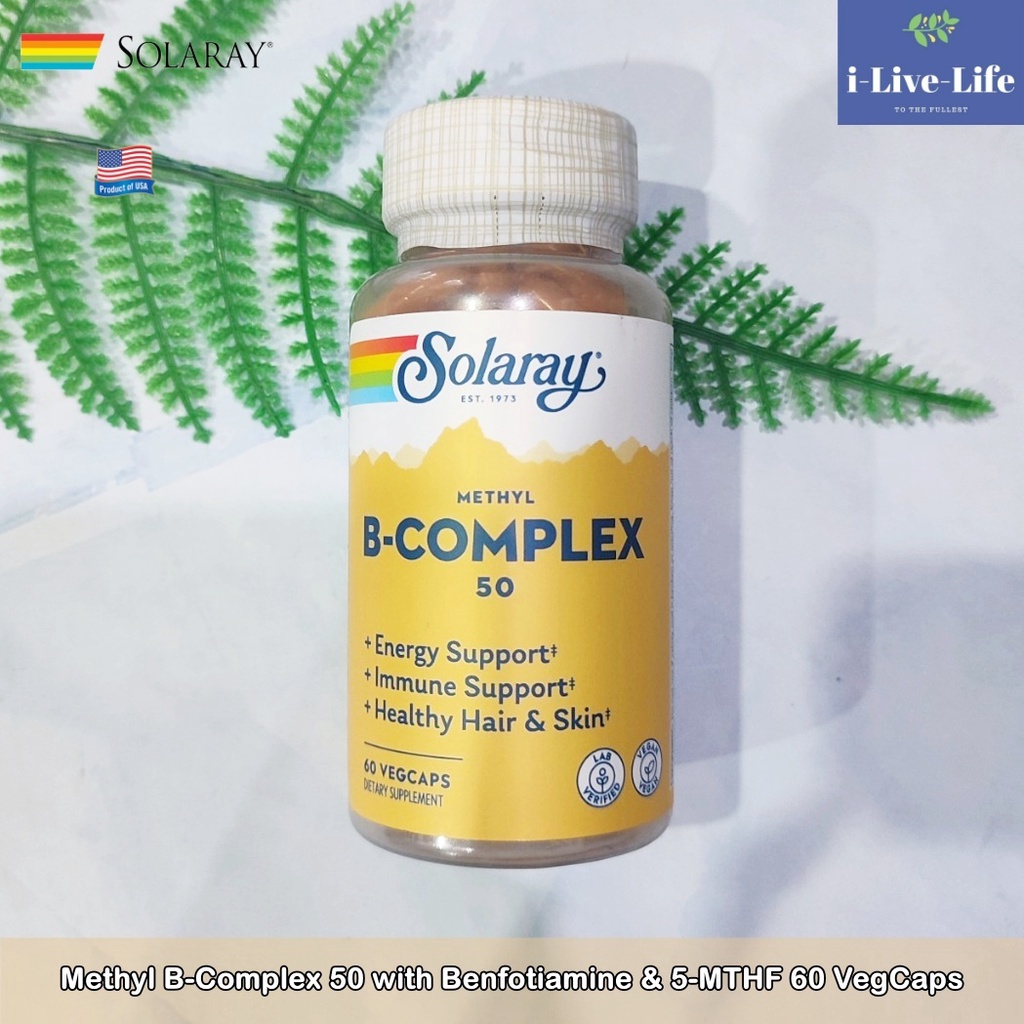 Solaray - Methyl B-Complex 50 with Benfotiamine & 5-MTHF 60 VegCaps วิตามินบีรวม วิตามินบีคอมเพล็กซ์