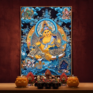 ภาพจิตรกรรม ลาย God of Wealth Art Thangka สไตล์ทิเบต สําหรับตกแต่งผนังบ้าน ห้องนั่งเล่น ออฟฟิศ