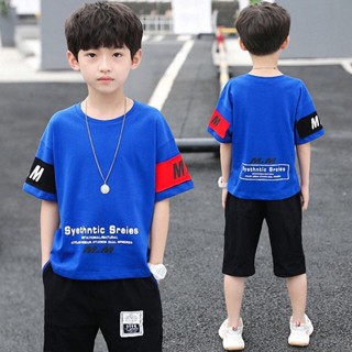 COCO.kid🚚เสื้อผ้าเด็กชุดฤดูร้อนเด็กผู้ชายปี2022ฤดูร้อนแบบใหม่เด็กชายแขนสั้นหล่อเด็กวัยกลางคนเสื้อผ้าแบบบางแฟชั่น