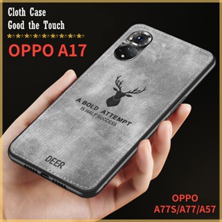 เคสโทรศัพท์มือถือหนังนิ่ม เนื้อแมตต์ ลายกวาง สําหรับ OPPO A17 A77S A17 A77 S 5G A57 4G