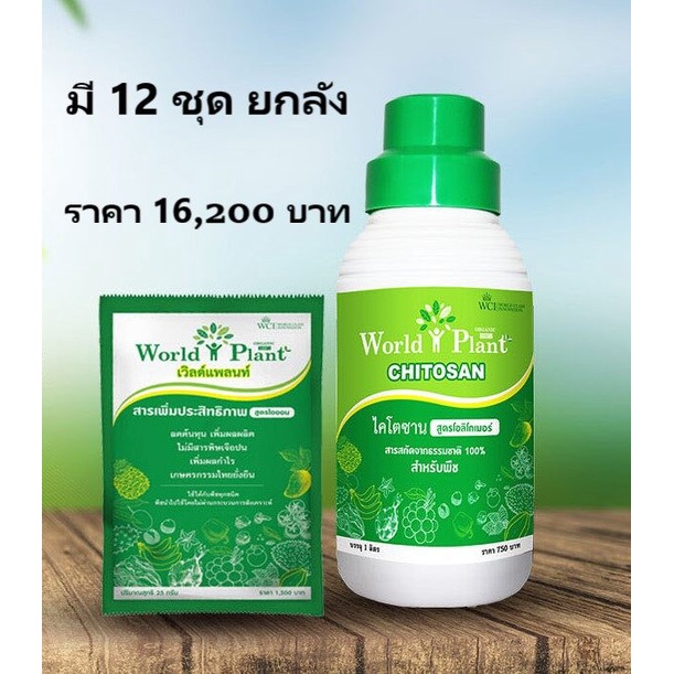 คู่หูมหัศจรรย์ ปุ๋ยน้ำ World Plant เวิลด์แพลนท์ สารเพิ่มประสิทธิภาพ+ไคโตซาน 12 ชุด