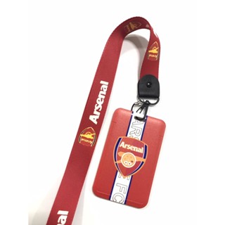 สายคล้องคอ สายคล้องบัตร ซองใส่บัตร ที่ใส่บัตร พร้อมสายคล้องคอ ลาย ARSENAL สำหรับบัตร ขนาด 5.5 x 8.5 CM BY MANOPNEST SHOP