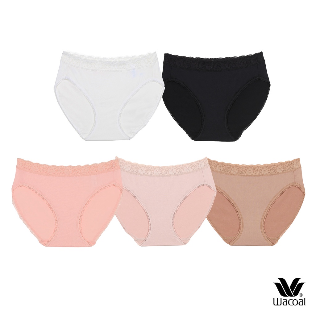 Wacoal Surprise Panty กางเกงในใส่สบายวาโก้ รูปแบบ Bikini แพ็ค 5 ชิ้น รุ่น WU1C35/WU1F35 คละสี (BL,BE,OP,CR,OT)