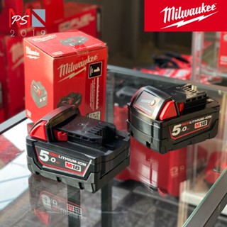 แบตเตอรี่ Milwaukee M18 B5 18V ขนาด 5.0Ah ของแท้ของใหม่100% ใช้กับเครื่องมือMilwaukee M18 ได้ทุกรุ่น