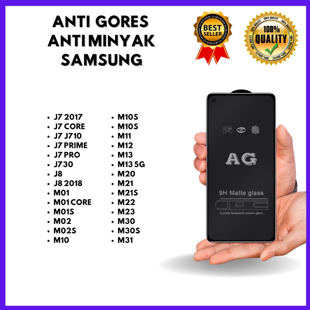 กระจกนิรภัย Anti Oil - Matte SAMSUNG J7 2017-J7 CORE-J7-J710-J7 PRIME-J7 PRO-J730-J8-J8 2018-M01-M01