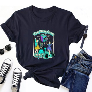 เสื้ เสื้อยืดฮาโลวีน Easy Bake Coven Halloween T Shirt for Woman Fashion Retro Vintage 90s Graphic T ShirtsS-5XL