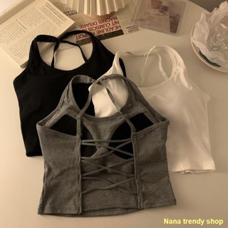 👒Hot product👑เสื้อกล้ามสายเดี่ยวผู้หญิงบริสุทธิ์ปรารถนาข้ามเชือกแขวนคอ