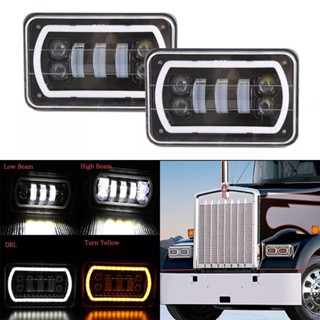 【พร้อมส่ง】ไฟหน้ารถยนต์ Led DRL 4x6 ทรงสี่เหลี่ยม สีเหลืองอําพัน สําหรับ Ford Mustang Chevy Trucks Offrord Suzuki- Drz Honda 2 ชิ้น