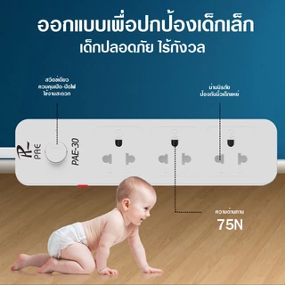 รับประกัน2ปี ปลั๊กไฟ 2300W มีมอก. กันไฟสองชั้น หัวชาร์จUSB