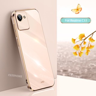 เคสโทรศัพท์มือถือ ซิลิโคนนิ่ม หนัง PU กันกระแทก หรูหรา สําหรับ Realme C30s C33 C33 C30 C30s