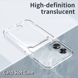 Silicone Transparent Clear Casing For Oppo A17 4G 2022 Card Holoder Slot Full Lens Camera Protect Phone Case TPU Shockproof Bumer Soft Case Back Cover