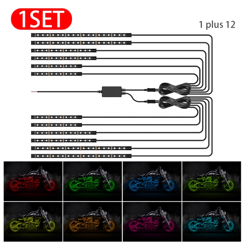 RGB Waterproof Moto Atmosphere Light LED Car Motorcycle Decorative Ambient Lamp Flexible Strip Lights 5050 SMD APP Sound