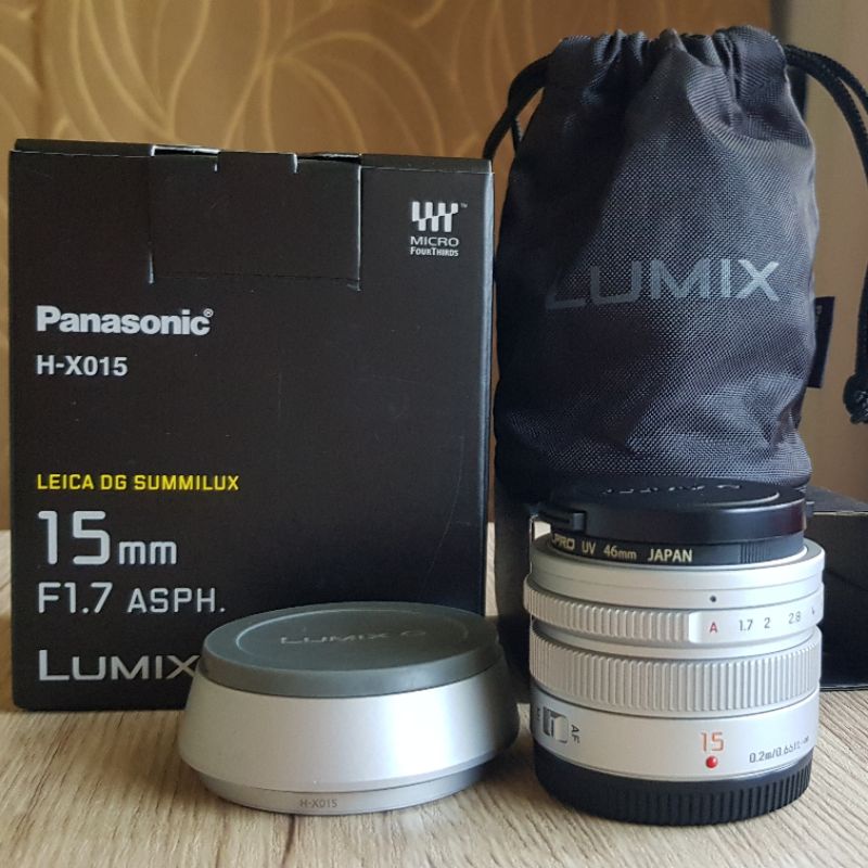 Panasonic LEICA DG SUMMILUX 15mm F1.7 ASPH. Silver Made in Japan มือสอง ขายพร้อม ฟิลเตอร์ Kenko real