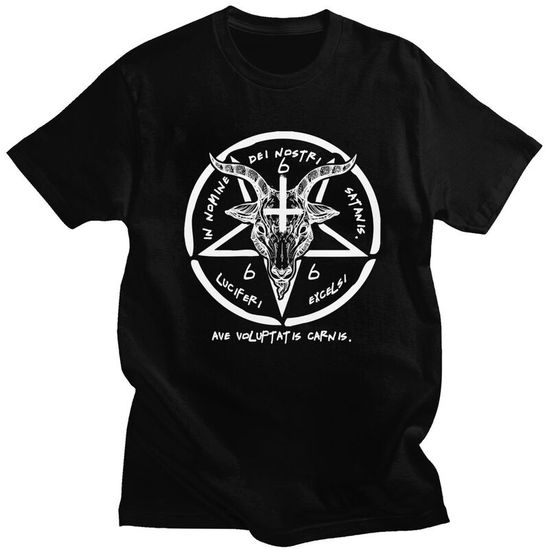 Tee เย็น 666 เสื้อเสื้อยืด Baphomet ผู้ชายแขนสั้น Sigil ของซาตานอัศวินเทมพลาร์เสื้อยืดพิมพ์ทีท็อปส์ค