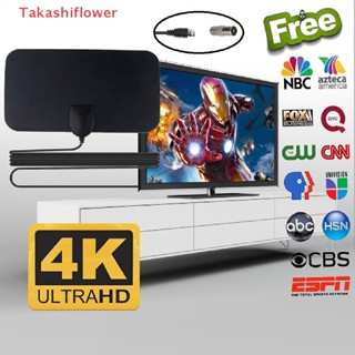 (Takashiflower) เสาอากาศรับสัญญาณทีวีดิจิทัล HDTV HD DVB-T2 ขนาดเล็ก พร้อมอะแดปเตอร์ สไตล์ยุโรป และอเมริกา