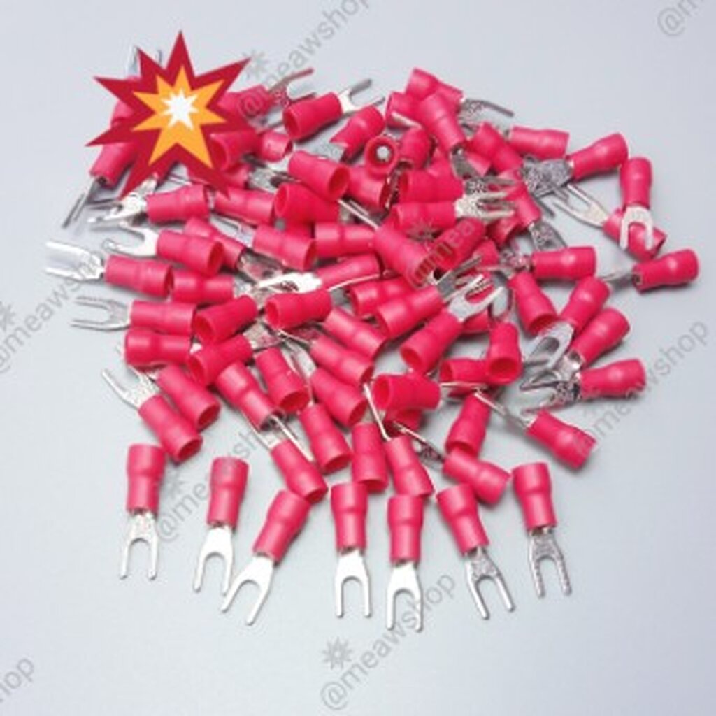 หางปลาแฉกหุ้ม SV1.25-3 สีแดง( ถุงละ 100อัน) เพื่อใช้สำหรับงานไฟฟ้าต่างๆ