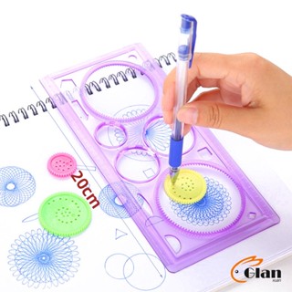 Glanxuan ไม้บรรทัดวาดลวดลาย ไม้บรรทัดรูปทรงเรขาคณิต วาดรูปดอ…