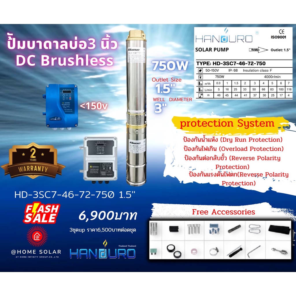 ปั๊มน้ำบาดาล Handuro (ราคานี้ถึงสิ้นเดือน พฤศจิกายน 2565 เท่านั้น!!)