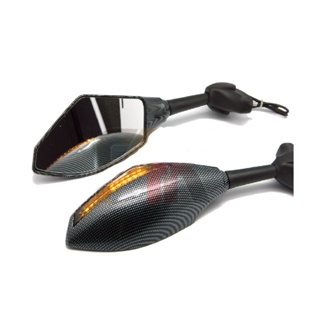 Carbon Motorcycle Morrors Led Turn Signals Indicator Side Mirror Integrated Rearview Mirrors for Honda Yamaha Suzuki Kaw