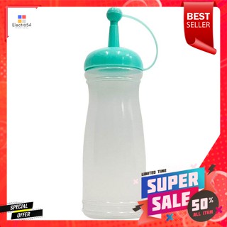 ขวดซอสใสพลาสติกขุ่น ฝามน คละสีClear, opaque plastic sauce bottle, rounded cap, assorted colors