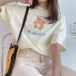 เสื้อยืดโอเวร์ไซส์สกรีนลายน้องหมีน่ารักๆ-BIG BROTHER- FG00019